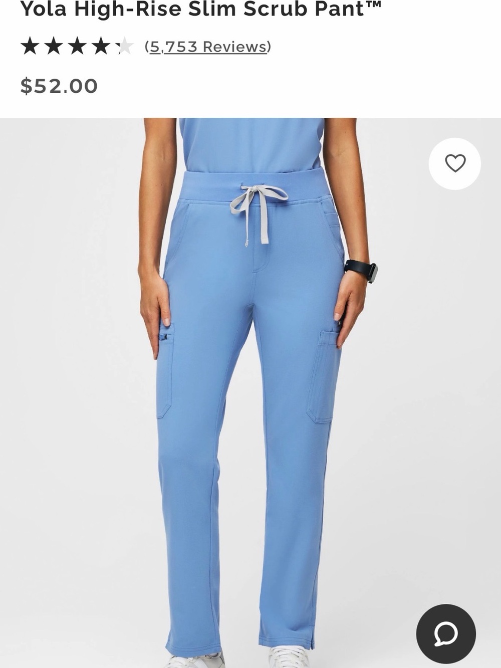 Yola High-Rise Slim Scrub Pant - ceil blue